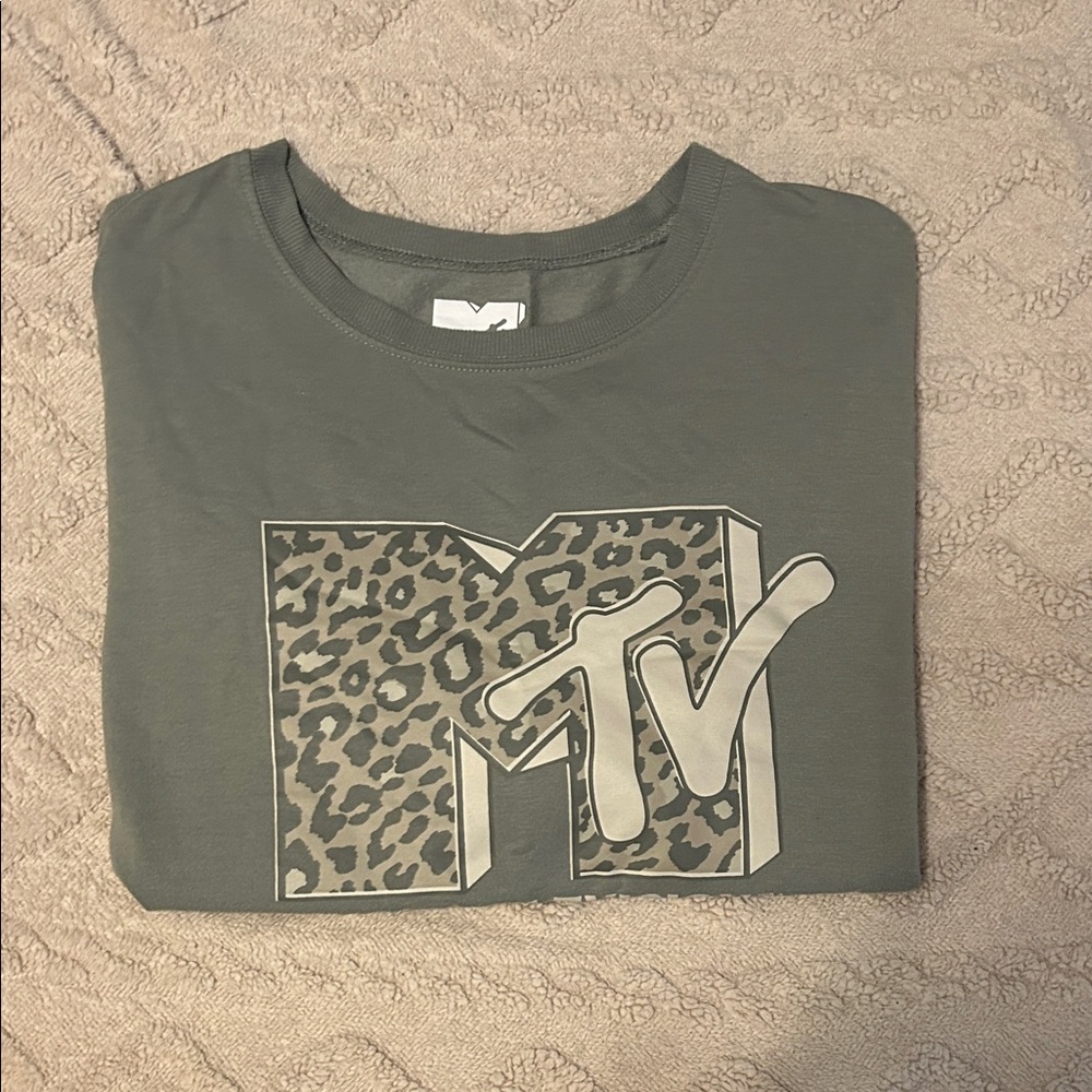 MTV Charcoal Leopard Logo Sweatshirt
